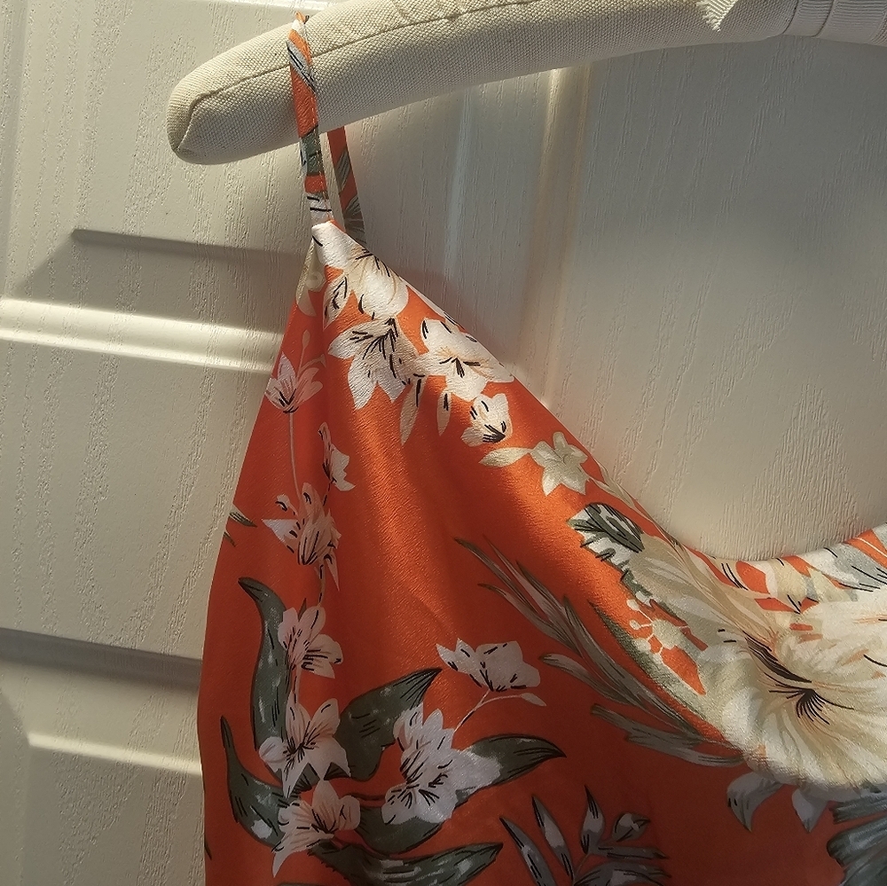 Floral Orange Sunmer Dress Size M - Picture 9 of 10